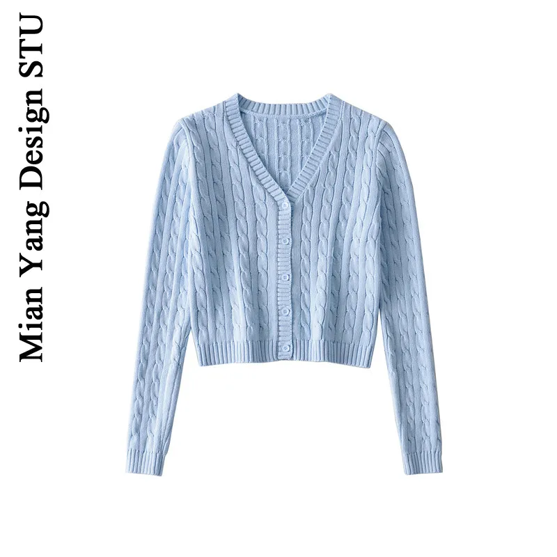 

Женский двубортный свитер с V-образным вырезом, в стиле ретро