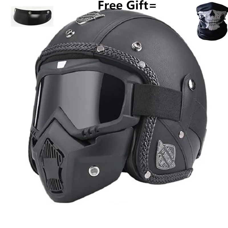 

Professional Retro Motorcycle Helmet Goggle Mask Vintave Mask Open Face Helmet Cross Helmet Available DOT Approved Motocross