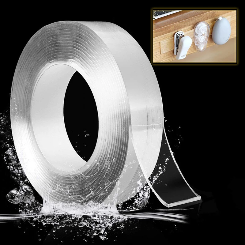 

1M/2M/3M Transparent Nano Tape Home Improvement Washable Reusable Double-Sided Traceless Tape Home Bathroom Accessories