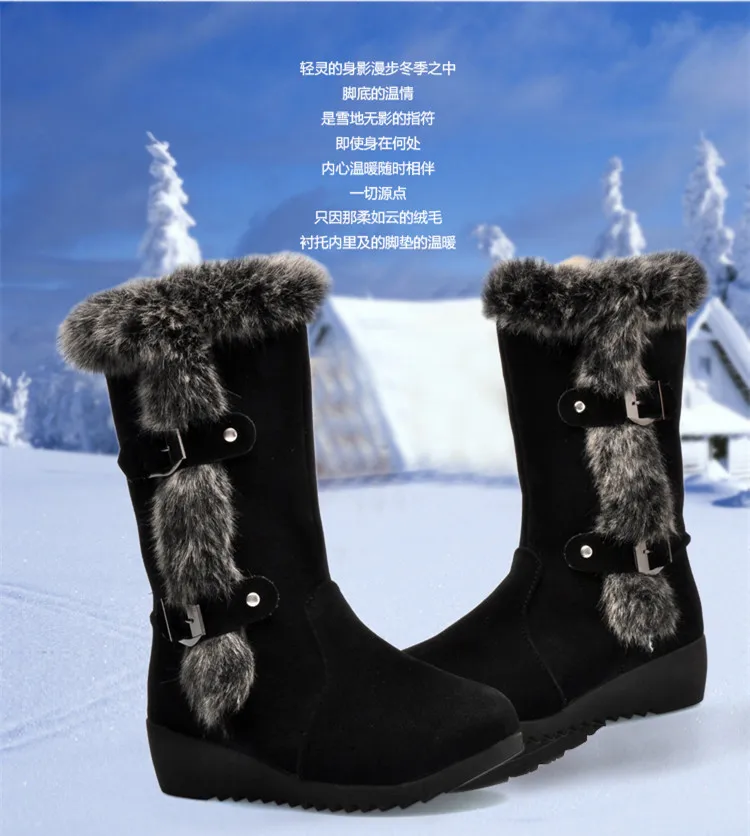

Winter Women Snow Boots Keep Warm Boots Platform boots Fashion Black Mid Boots Woman Outdoor Footwear