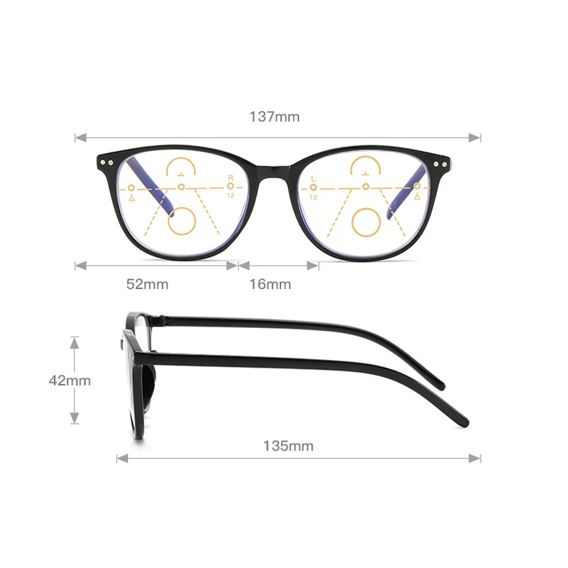 

seemfly Diopter +1.0 To +4.0 New Retro Comfortable Anti-blue Light Presbyopia Eyeglasses Progressive Multi-focus Reading Glasses