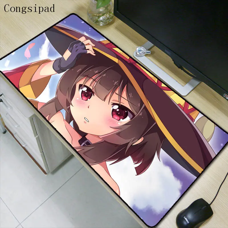 Anime Konosuba Megumin Extra Large Mouse Pad Gaming Mousepad Anti-slip Natural Rubber Mat with Lock Edge |