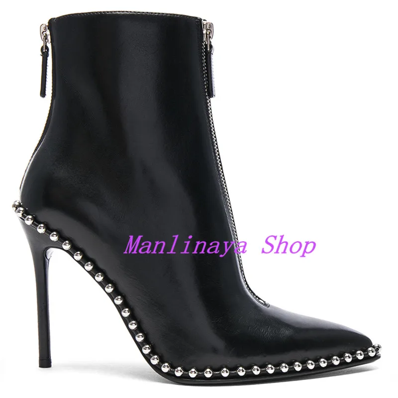 Женские ботильоны с острым носком черные белые красные|Женские полусапожки| |