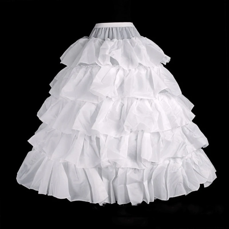 

Women Crinoline Petticoat 4-Hoop Skirt 5 Ruffles Layers Half Slips Underskirt X7YC