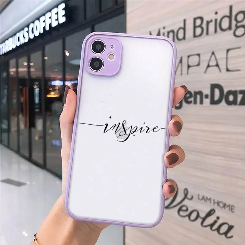 

Love Heart Letter Phone Case For iPhone 12 11 Mini Pro XR XS Max 7 8 Plus X Matte transparent Purple Back Cover