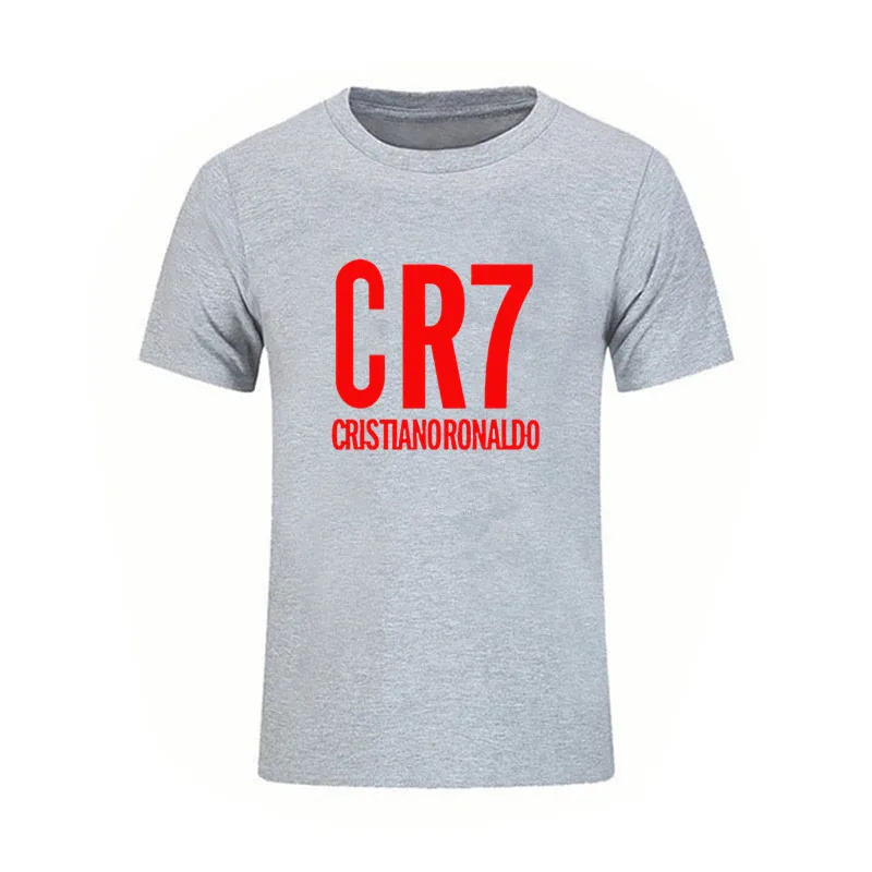 

Ronaldo Logo Men's T Shirt Summer High-quality Clothing Tops Tees CR7 Football Hip-hop O Neck Cotton Brand Short Sleeve