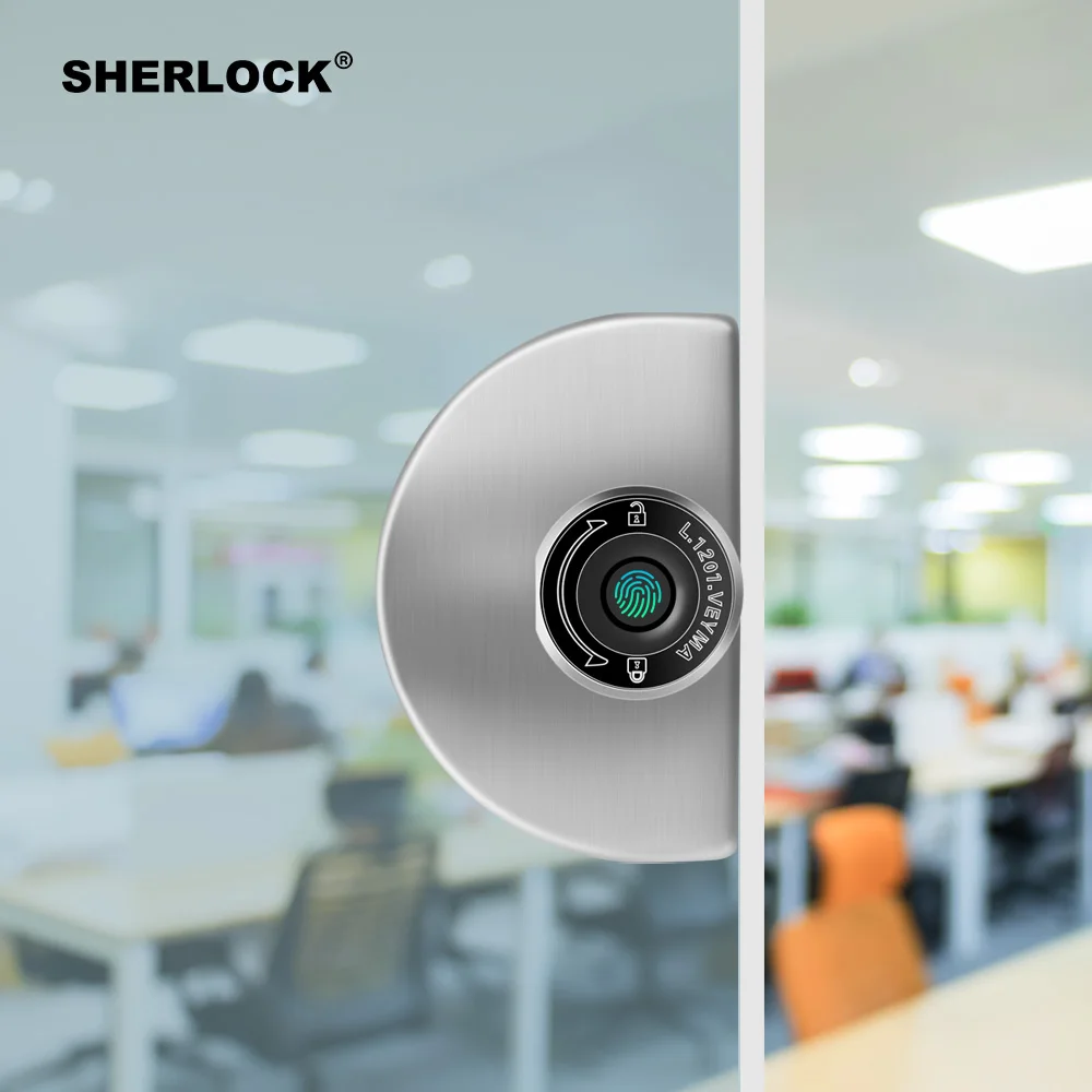 Умный замок отпечатков пальцев для бескаркасных стеклянных дверей