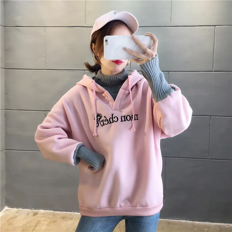 

Autumn And Winter New Fashion Loose Thick Plus Fleece Sweater Women Fashion Casual Women's Korean Version Of The Warm Top C465