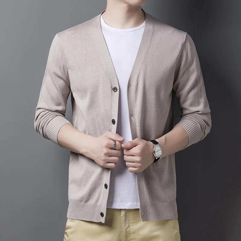 

Осень 2021, вязаный кардиган из хлопка и акриловой смеси, базовый однотонный вязаный жакет 9 цветов