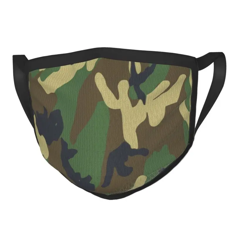 

Green And Brown Camo Print Mouth Face Mask Men Women Military Army Camouflage Mask Protection Non-Disposable Respirator Muffle