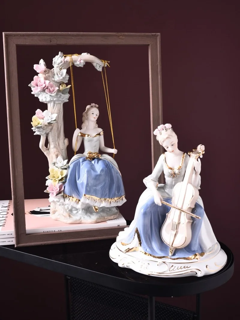 

European Creative Ceramic Body Art Ornaments Decorat Living Room Wedding Gifts Female Knight Home Decoration Accessories