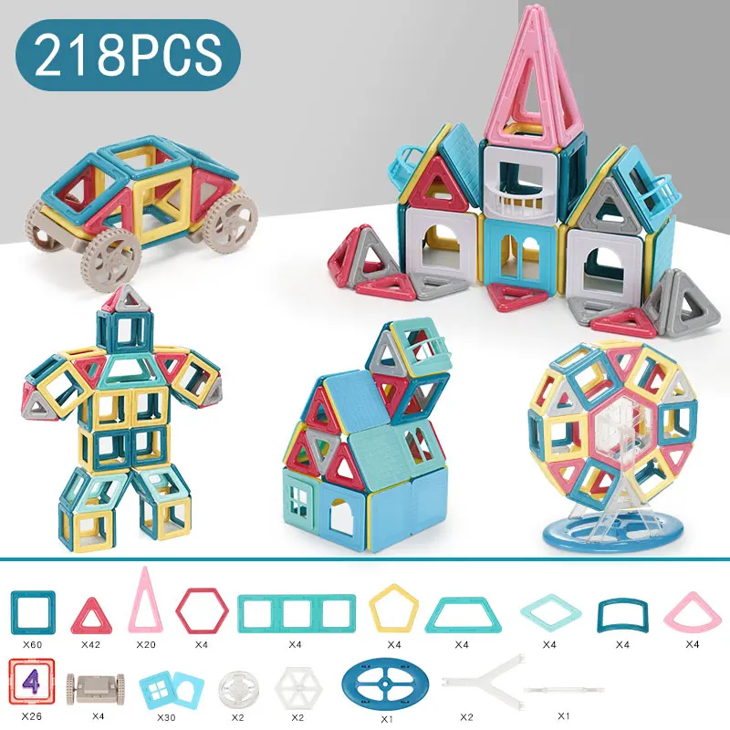 PX957D 218PCS Новинка, цветные магнитные блоки макарон, игрушки для детей, магнитные строительные блоки, набор, дизайнерские развивающие кирпичи, магнитные игрушки - Цвет: PX957D 218PCS