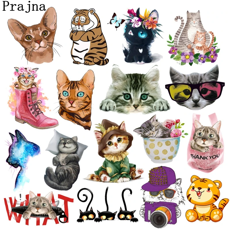 Термоклейкие нашивки с изображением хиппи кота для одежды наклейки мультяшных