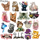 Термоклейкие нашивки с изображением хиппи кота для одежды, наклейки с изображением мультяшных животных, Термотрансферная аппликация для детской одежды, футболка сделай сам