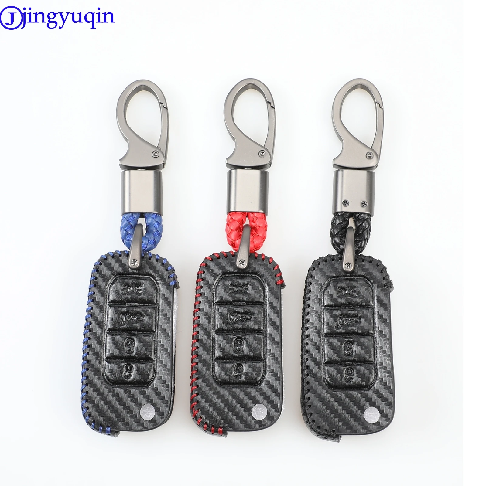 Чехол jingyuqin для автомобильного ключа из углеродной кожи чехол Jeep Renegade 2018 2017 2016 2015