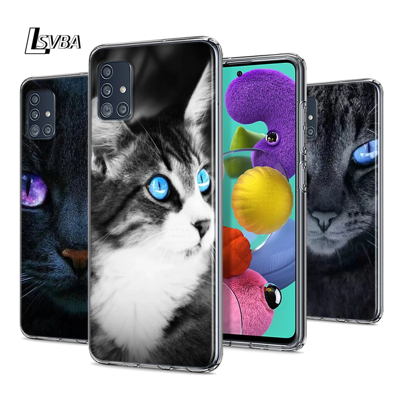 

Cute Black Cat Staring Eyes For Samsung Galaxy S20Ultra S20 Plus S10 Lite A01 A11 A21 A21S A31 A41 A42 A51 A71 A81 Phone Case