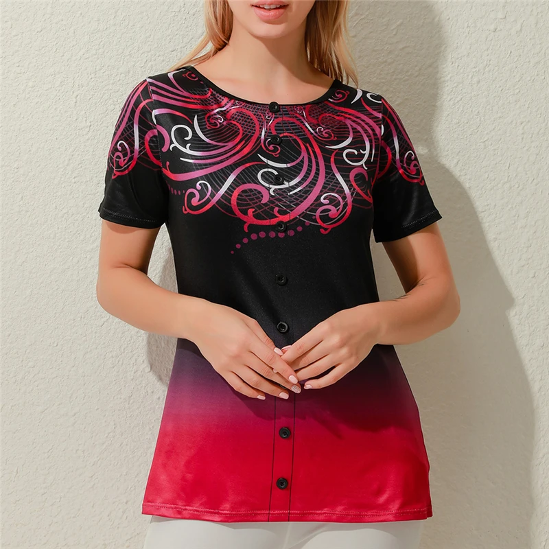 Модная футболка с принтом для женщин Повседневная тонкая круглым вырезом