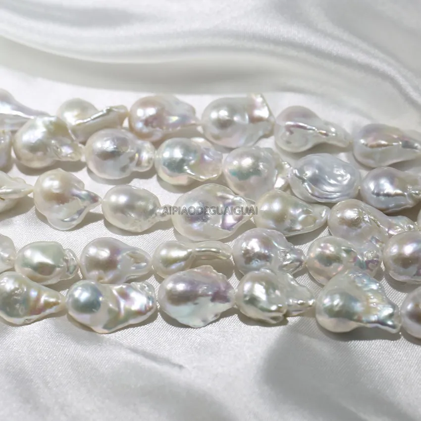 

APDGG Natural grade AA+ 16-17-20x25mm genuine baroque white pearl strands loose beads women lady jewelry DIY