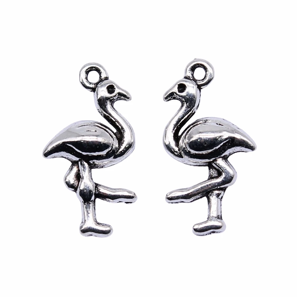 

20Pcs 16x8mm Flamingo Charms Hand Made Jewelry Accessories For Jewelry Making Antique Silver Color Alloy Charms