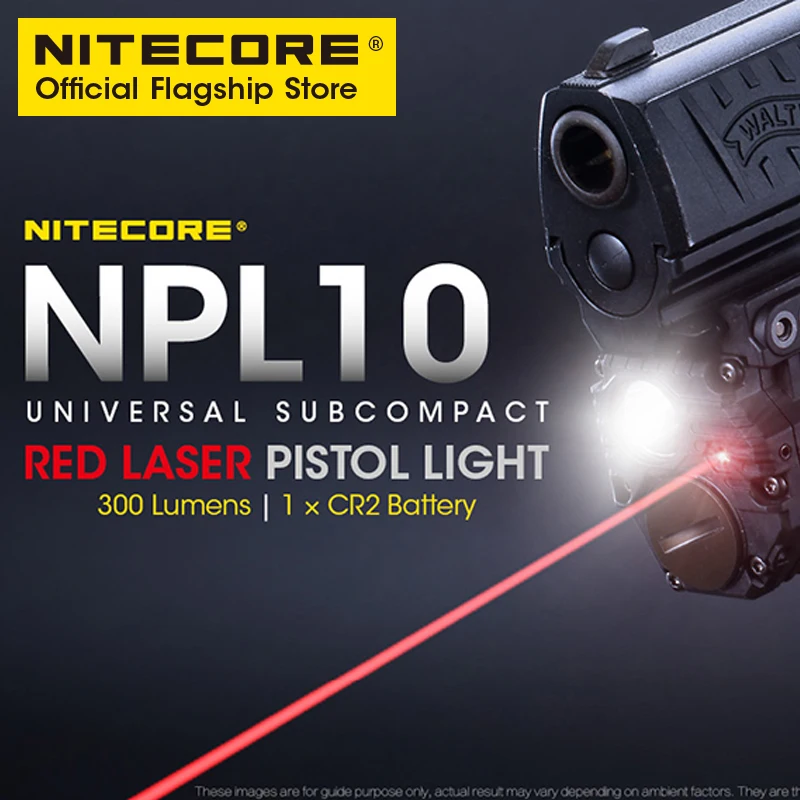 NITECORE NPL10 Tactical gun lamp 635nm Red Laser Pistol Light 300 Lumens Long Range Lightweight Compact Lamp With CR2 Battery