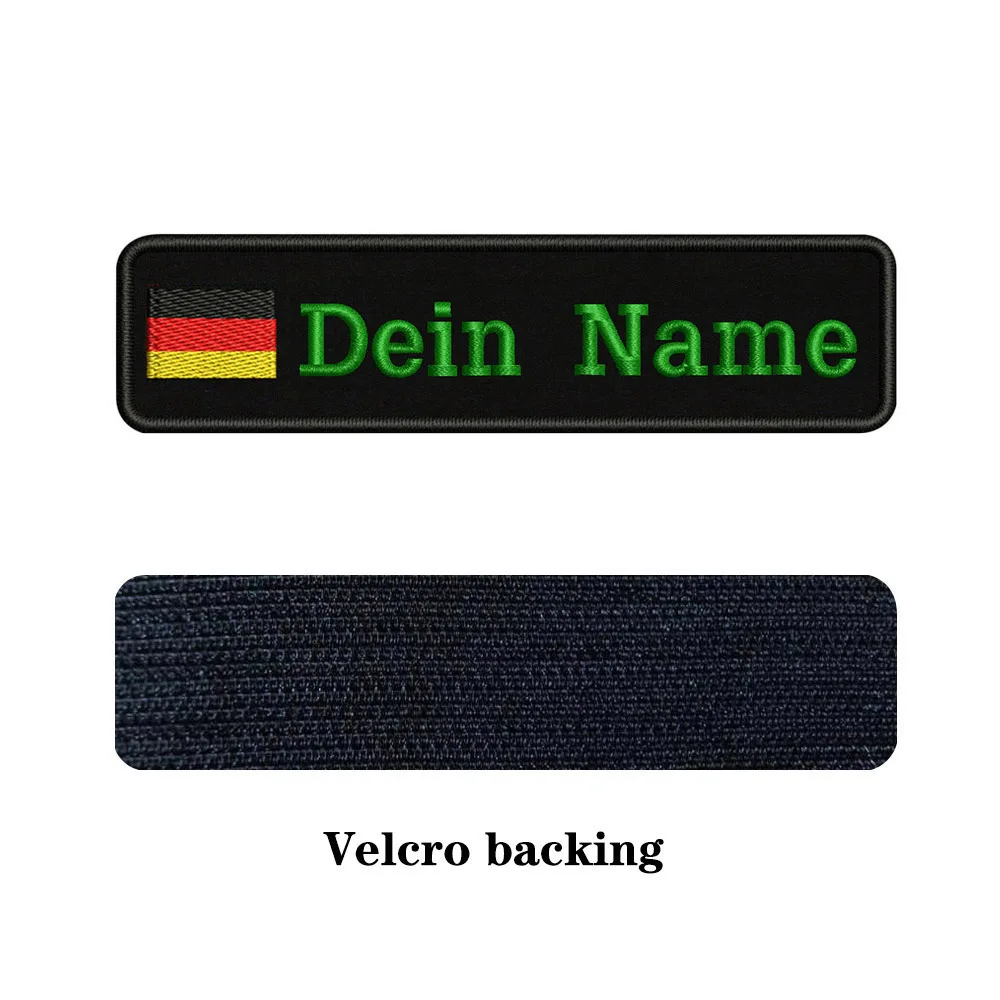 green-Velcro На заказ Вышивка Флаг Германии имя или заплатка с текстом 10 см* 2,5 см значок Утюг на или липучке Подложка для одежды брюки рюкзак шляпа - Цвет: green-Velcro