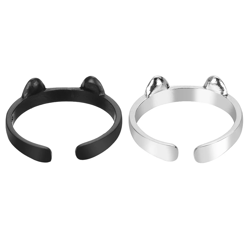 Женские кольца с кошачьими ушками регулируемое кольцо из сплава принтом