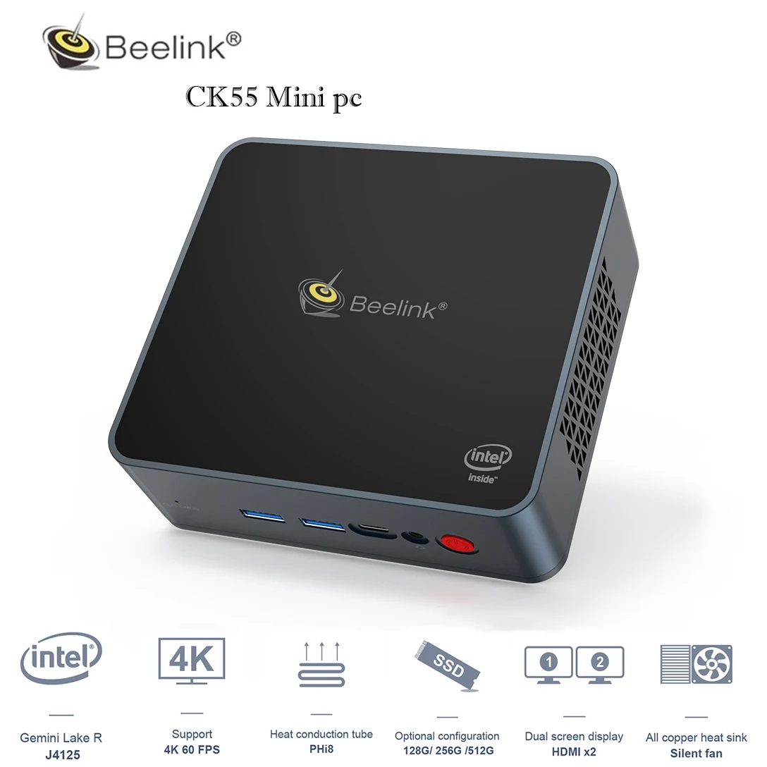 

Beelink GK55 Windows 10 Mini PC Intel Gemini Lake J4125 Support 2.5 Inch HDD 8GB 128GB SSD Gaming Pc 5G WiFi 1000M Mini Computer