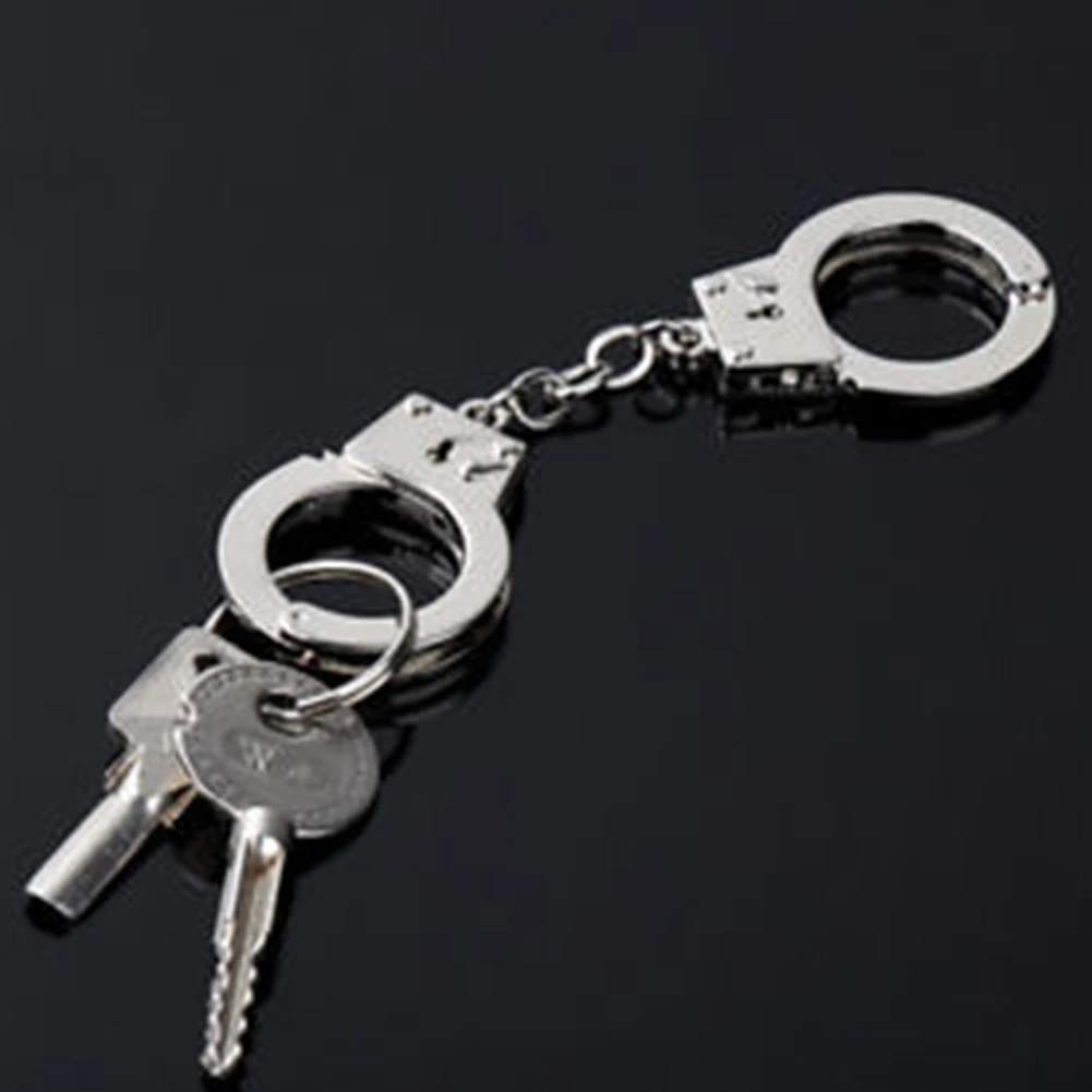 Уникальный металлический Серебряный мини брелок для ключей кольцо наручников