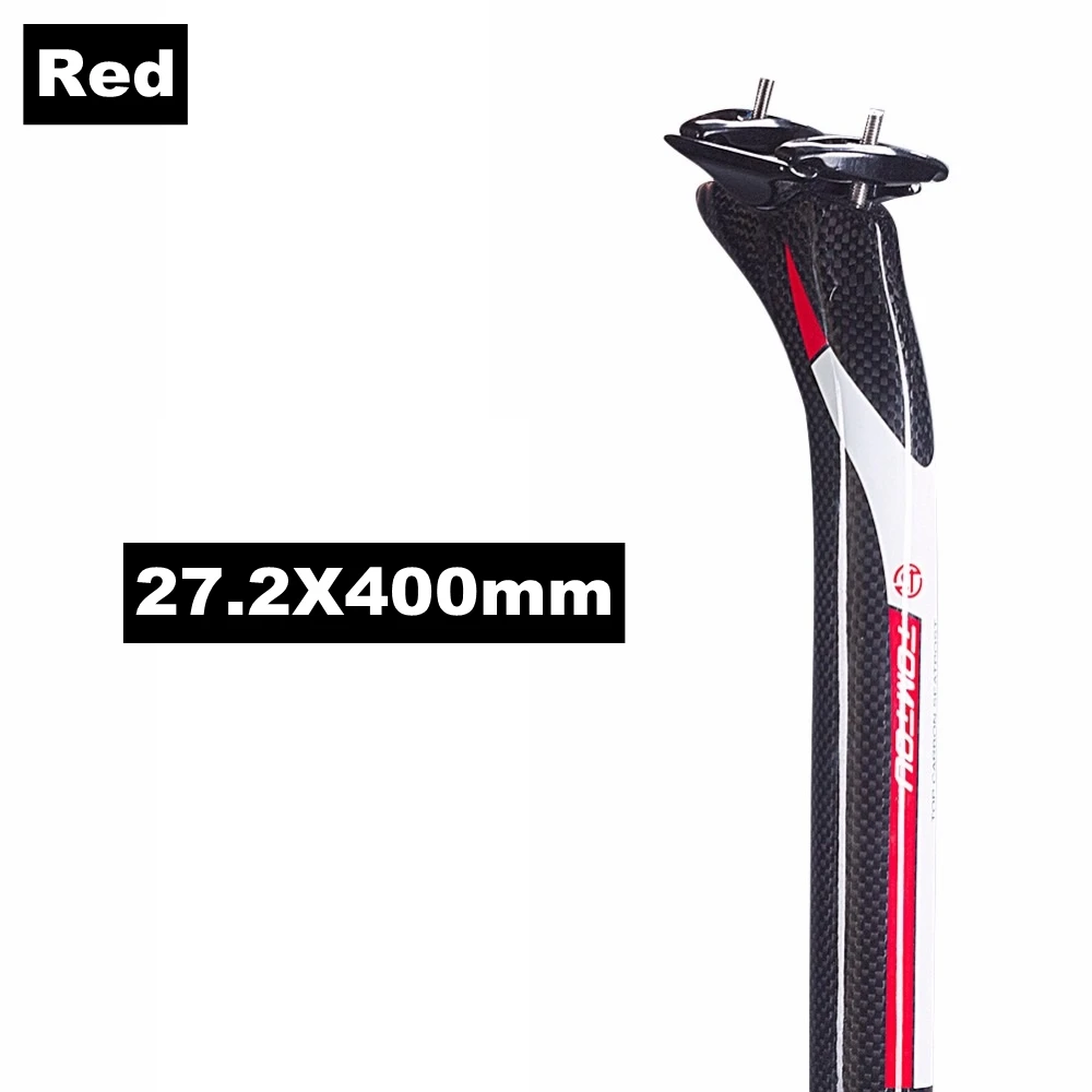 Red 27.2X400mm TOMTOU назад на-25 градусов, для велоспорта, полные 3K из углеродного волокна, велосипедный Подседельный штырь 27,2/30,8/31,6*350/400 мм для дорожного/горный велосипед Запчасти - Цвет: Red 27.2X400mm
