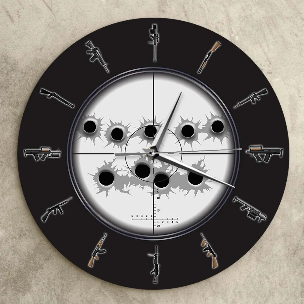 Современные настенные часы разные виды оружия мужская пещера армейский