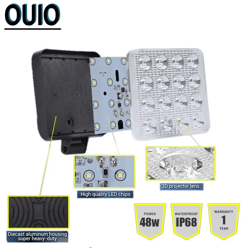 Машинка для стрижки 48 Вт Автомобильный светодиодный бар светодиодные лампы 12V 24V