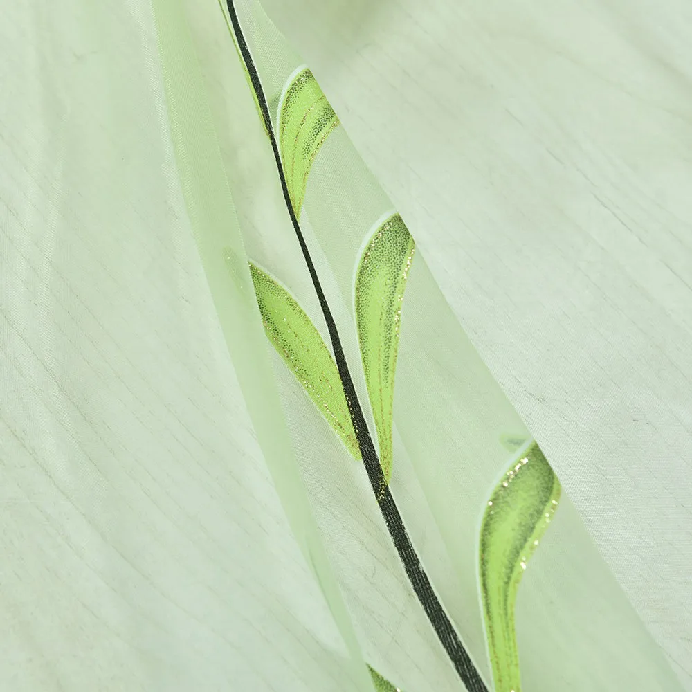 

Elegant Modern Tulle Curtains for Living Room Bedroom Kitchen Green Leaf Sheer Curtains for Window Tulle Curtains Drapes