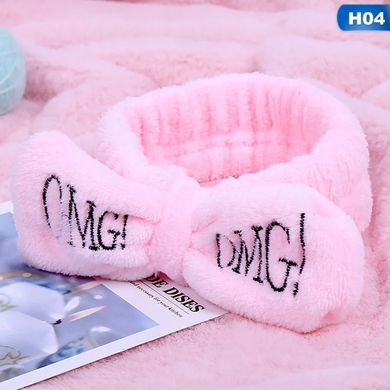 Новая буква "OMG" коралловый флис мягкий бант повязки для женщин девочек милый держатель волос повязки для волос аксессуары для волос - Цвет: H04
