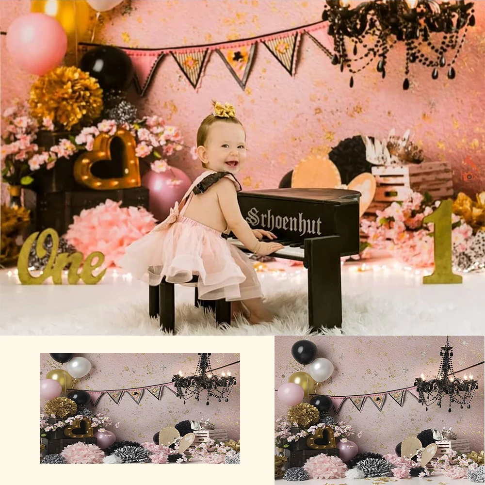 

Elegant Angel -Newborn Portrait Photography Backdrop Pink Gold Wall Background Toddler Girls Cake Smash Photo Studio Backdrop