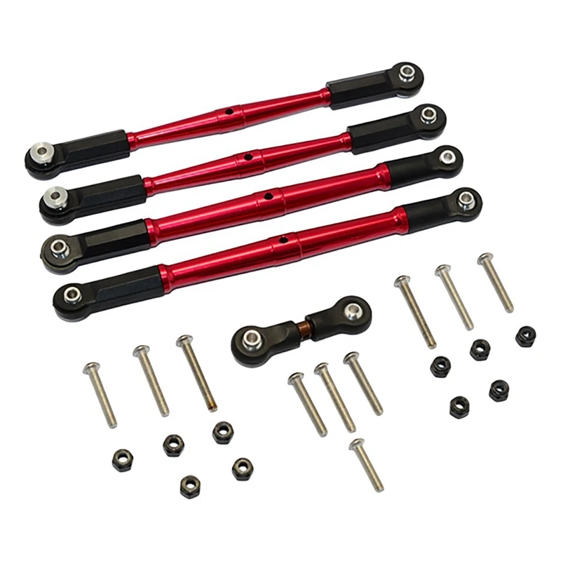

1 Set Aluminum Alloy Steering Servo Mount Set,Red & 1 Set Aluminum S2 Steel Tie Rods Set for Rc Car,Red