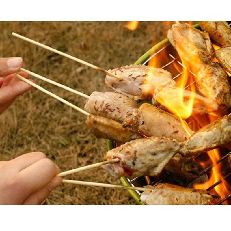 

Bamboo Wooden BBQ Skewers Food Bamboo Meat Tool Barbecue Party Disposable Long Sticks Catering Grill Camping length 15/30cm90Pcs