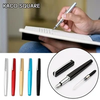 kaco square aluminum four sides fountain pen with iron box schmidt converte pens student office practice supplies writing gifts