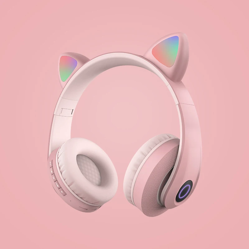 

New Luminous Cat Ear Headphones Wireless Bluetooth 5.0 Noise Cancelling Adults Kids Girl Headset Support TF Card With Mic 2020