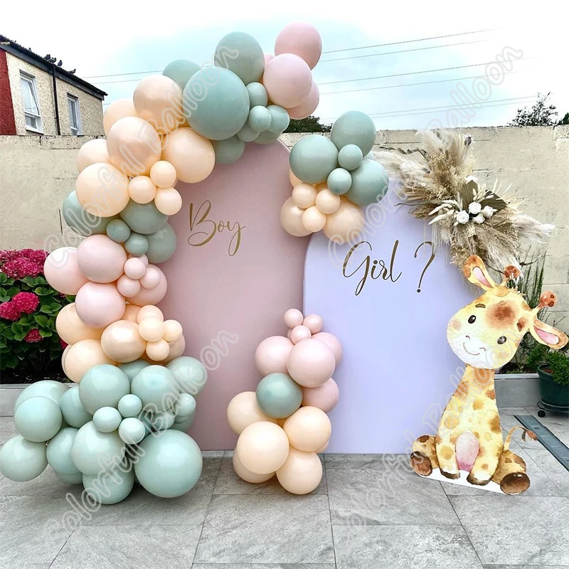 

105pcs Doubled Macaron Pink Latex Cream Peach Wedding Happy Kids Birthday Party Balloon Garland Decoration Gender Reveal DIY