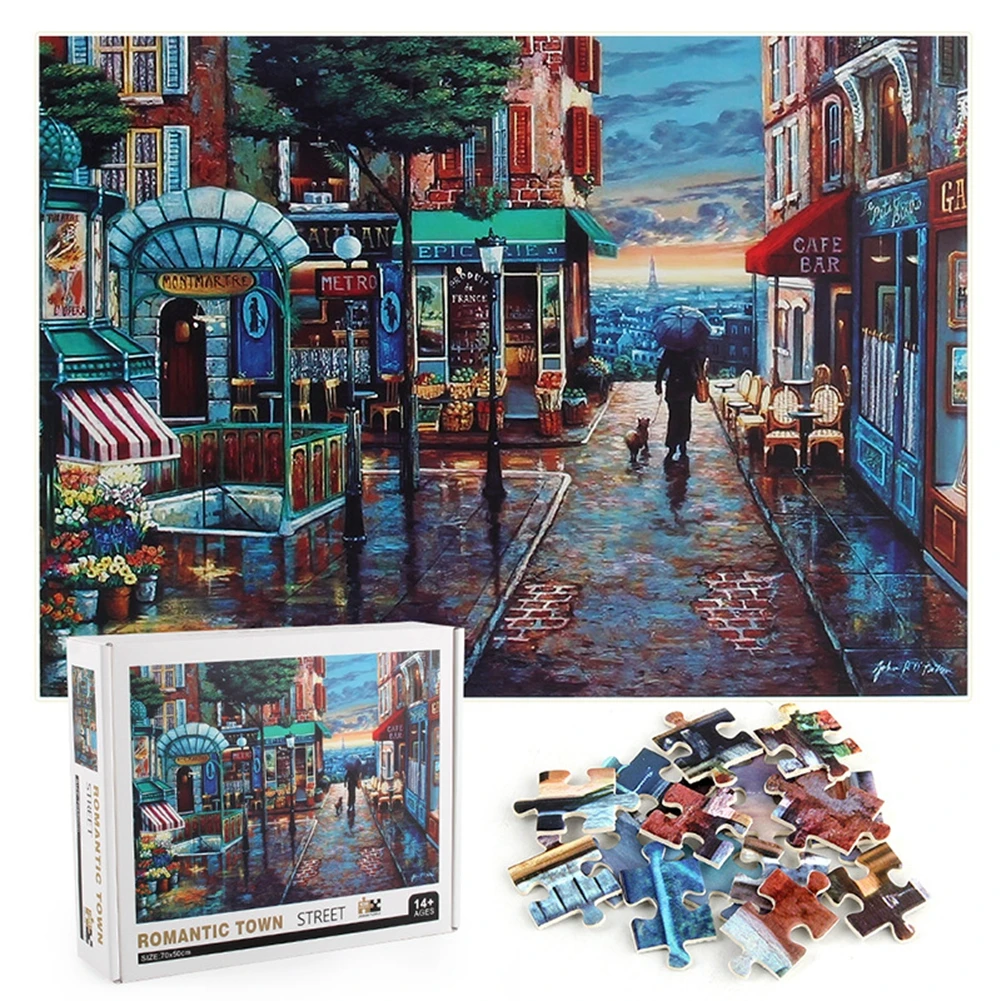 

High Quality Paper Puzzle 1000 Pieces Romantic Town Educational Toys Puzzles For kids Puzzles For Adults Action Figures Toy