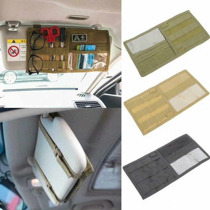 

Tactical MOLLE Vehicle Visor Panel EDC Tool Pouch CD Storage Bag Truck Car Sun Organizer Auto Accessories Holder Gear