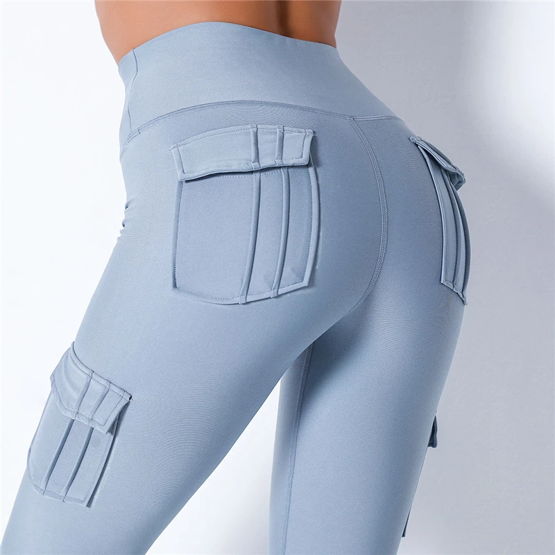 

Women Winter Sport Leggings Gym Seamless High Waist With Pockets Compression Leggins Pants Thread Push Up Sports Pants Overalls