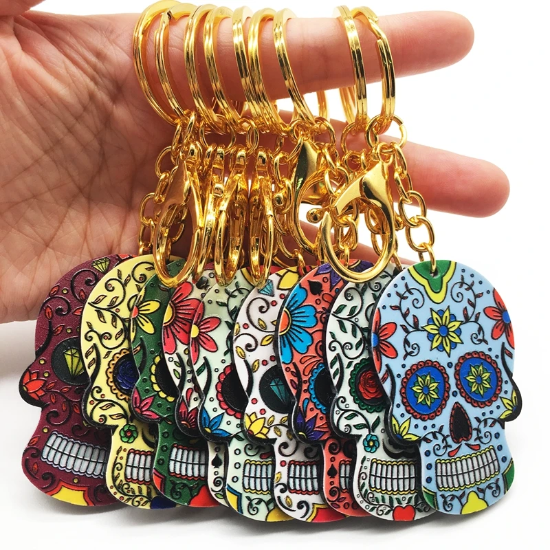 Брелок с изображением сахарного черепа Мексиканский сахаристый милый