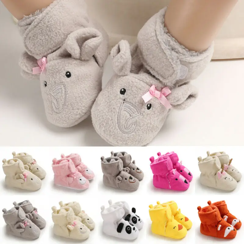 Теплые зимние ботинки на мягкой подошве для новорожденных мальчиков и девочек