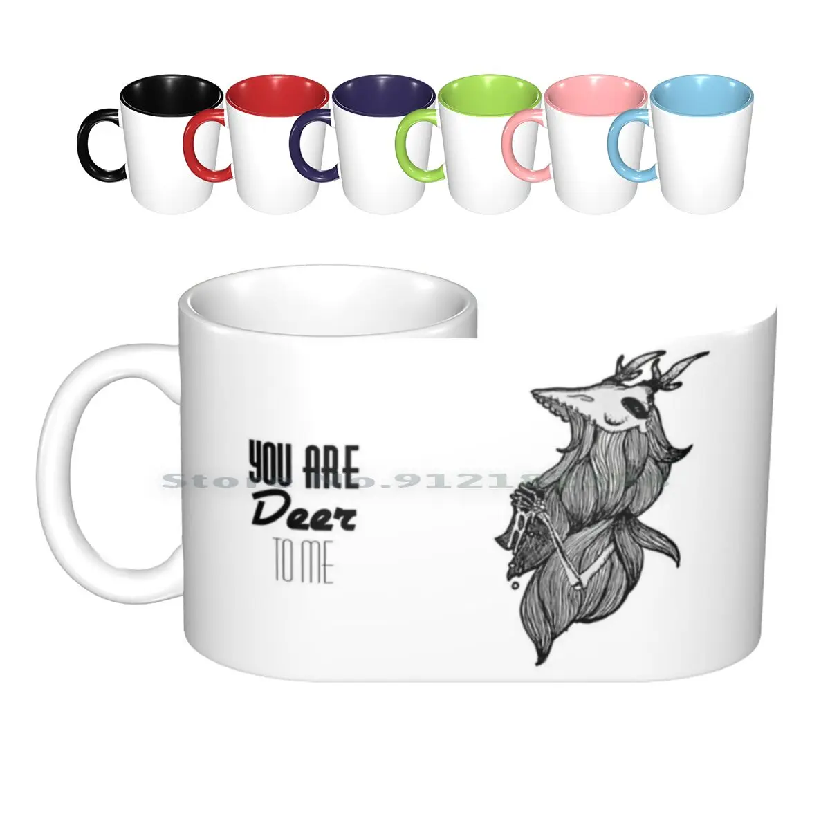 

More Than Deer Ceramic Mugs Coffee Cups Milk Tea Mug Deer Skeleton Fur Bones Skull Heart Goo Black And White Black Border More