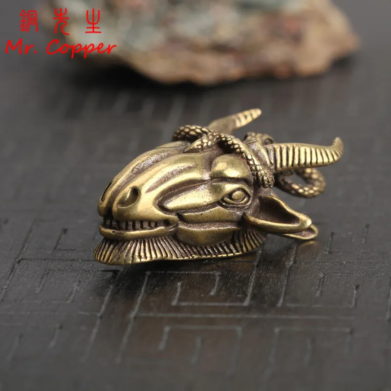 Медная змея голова Овцы украшения для домашнего декора креативные мини статуи