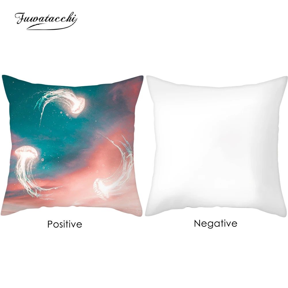 

Fuwatacchi Cushion Cover Ocean Animals Ployester Pillowcase Home Decor Sofa Car Bed Seat Square Pillow Cover Bedroom Decoration