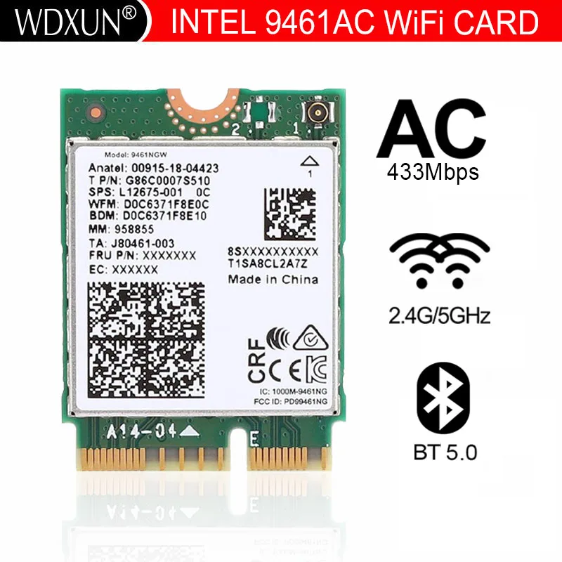 Двухдиапазонный беспроводной AC 9461 9461AC AC9461 для. 11ac M2 Key E CNVI 2,4G/Φ WiFi карта Bluetooth 5,0 с Intel 9461NGW 802