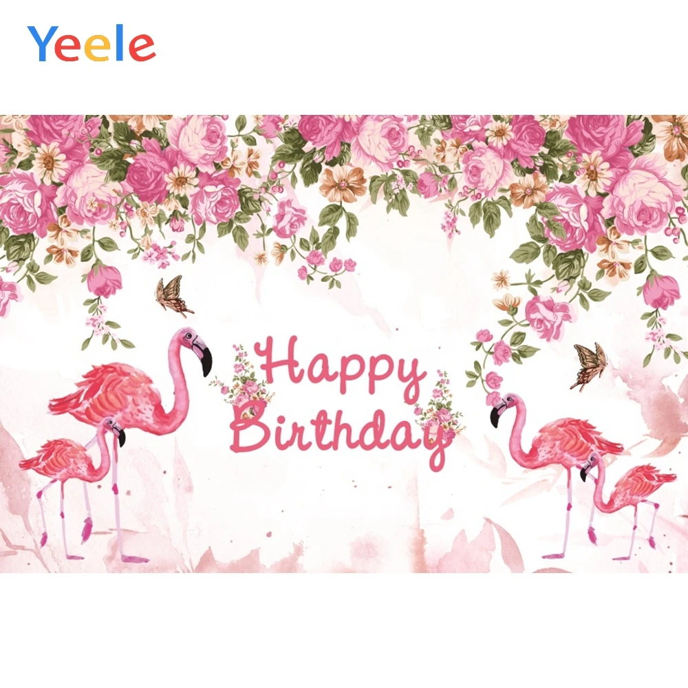 

Фон для фотосъемки детей на день рождения с изображением тропических цветов