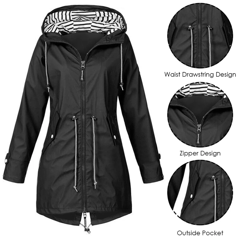 Autumn Zipper Windbreaker Women Windproof Jacket Outdoor Sporting Hiking Coat Camping Plus Size |